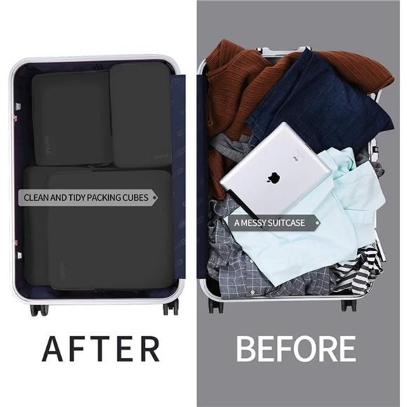 4 Set Compression Packing Cubes Travel Accessories Expandable Packing Organizer - Picture 6 of 6